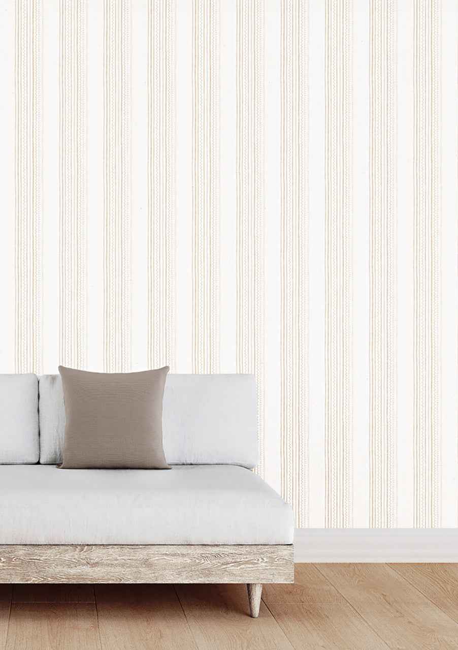 Maritime Stripe Belay Biscuit on Vinyl Canvas - Phillip Jeffries 10002 - Phillip Jeffries Wallpaper Wallpaper