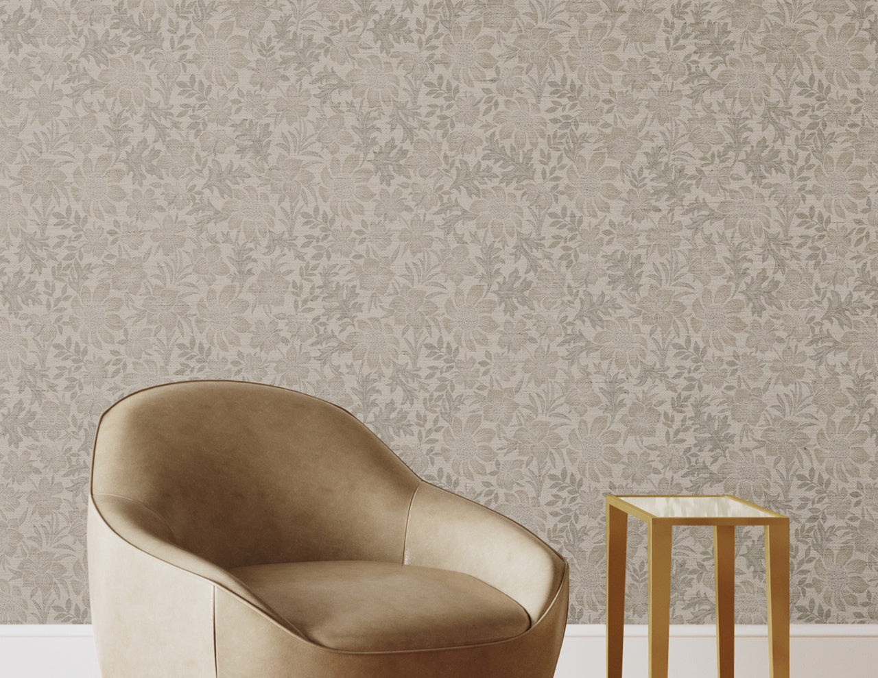 BRITTANY-BOTANICALS-SMOKEY-TAUPE-ON-CANVAS-LINEN-PHILLIP-JEFFRIES-25904 - Phillip Jeffries Wallpaper Wallcovering