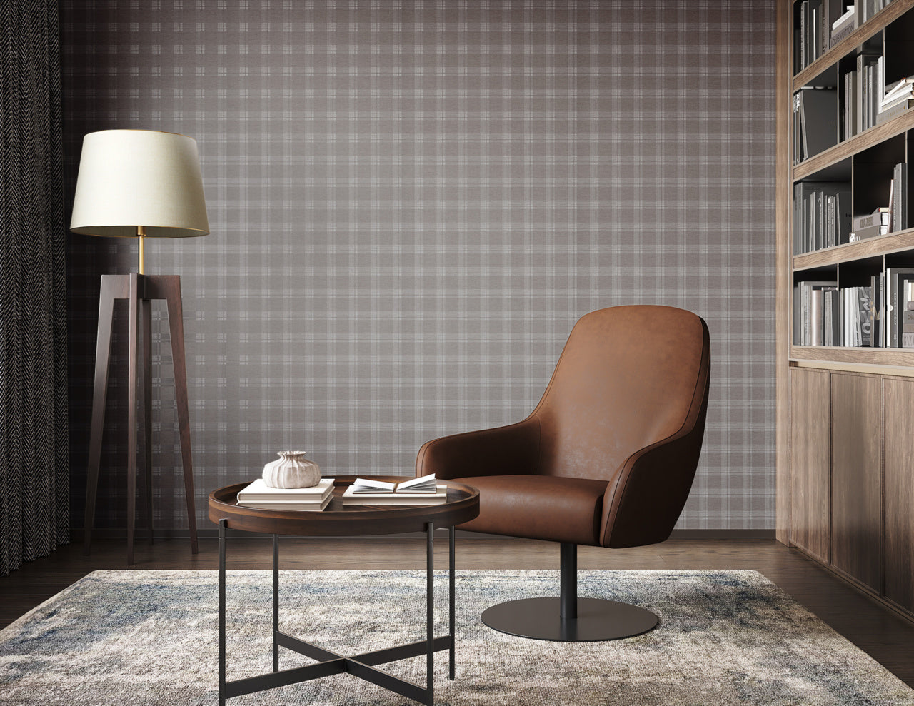 PRAIRIE-PLAID-WHITE-AND-GREIGE-ON-CANVAS-LINEN-PHILLIP-JEFFRIES-10726 - Phillip Jeffries Wallpaper Wallcovering