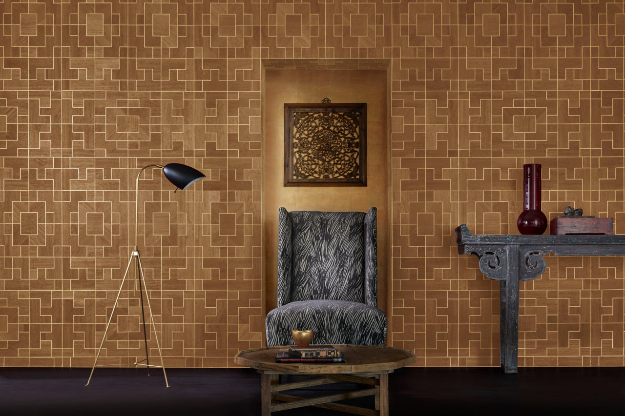 FRETWORK-GILDED-CHESTNUT-PHILLIP-JEFFRIES-6874 - Phillip Jeffries Wallpaper Wallcovering