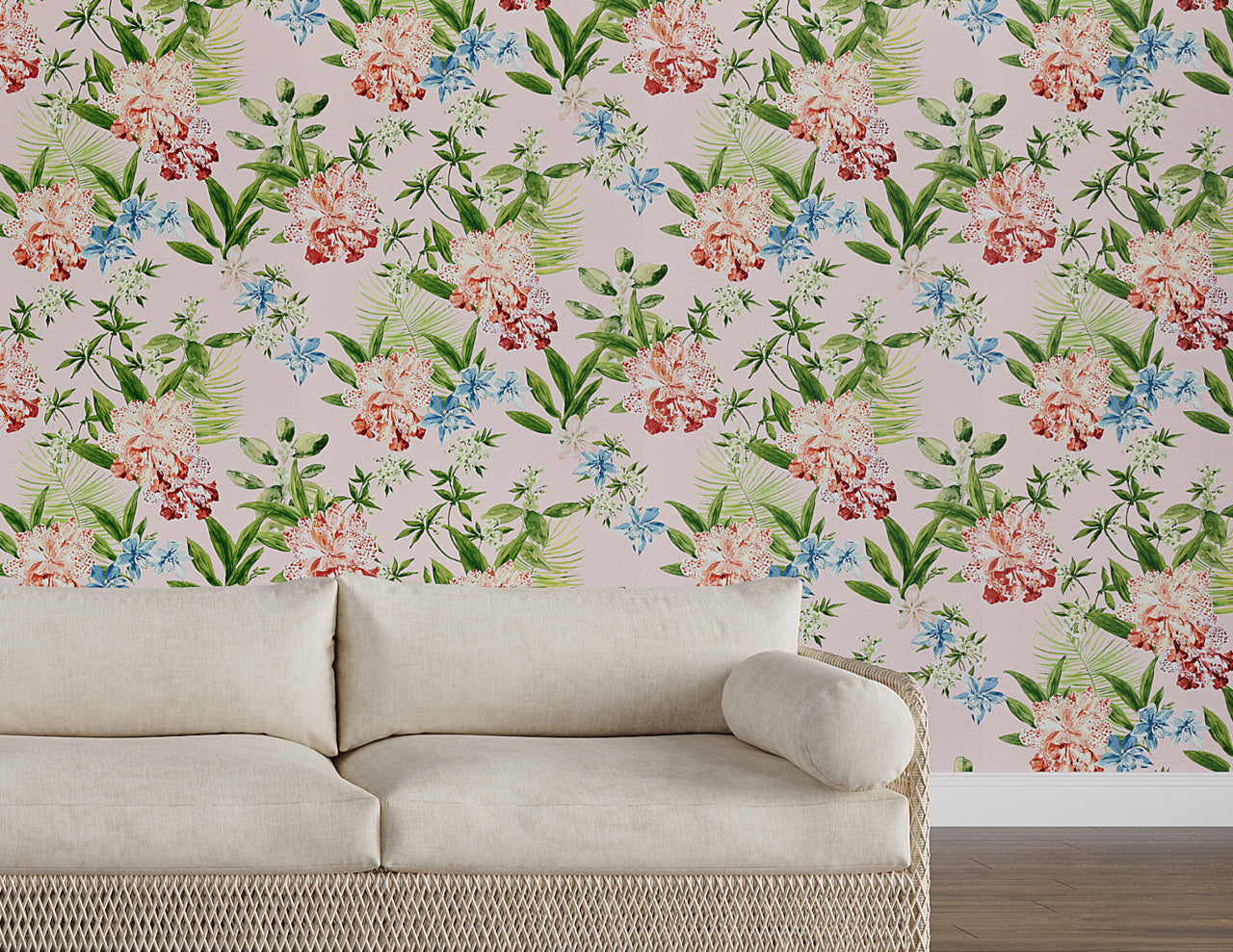 ALOHA-ORCHIDS-SPICY-MOJITO-ON-MANILA-HEMP-PHILLIP-JEFFRIES-10557 - Phillip Jeffries Wallpaper Wallcovering
