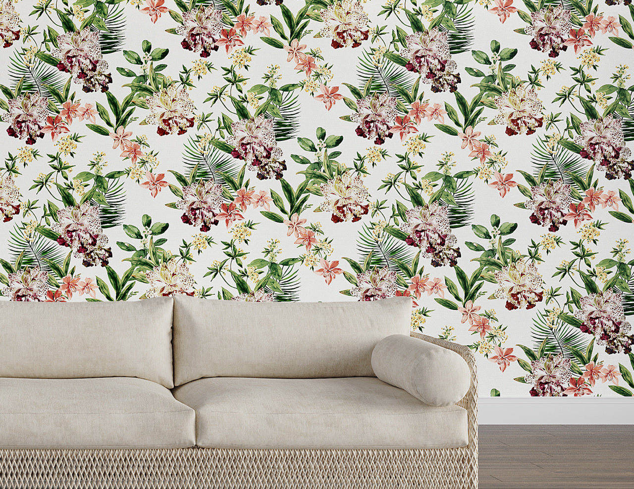 ALOHA-ORCHIDS-MAI-TAI-MULTI-ON-WOVEN-WALLS-PHILLIP-JEFFRIES-10556 - Phillip Jeffries Wallpaper Wallcovering