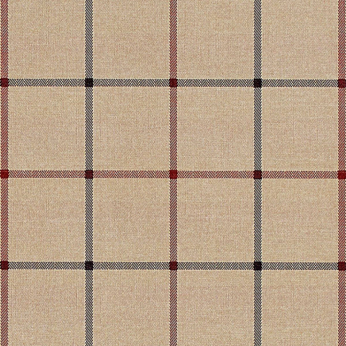 GEORGIAN-GRID-CAMEL-AND-RED-ON-VINYL-ABACA-PHILLIP-JEFFRIES-9124 - Phillip Jeffries Wallpaper Wallcovering