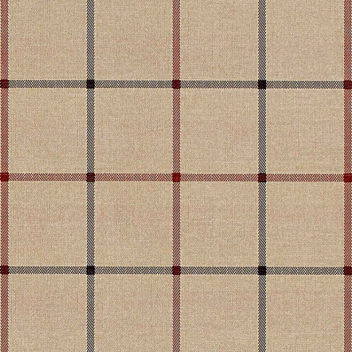 Georgian Grid Camel and Red on Vinyl Abaca - Phillip Jeffries 9124