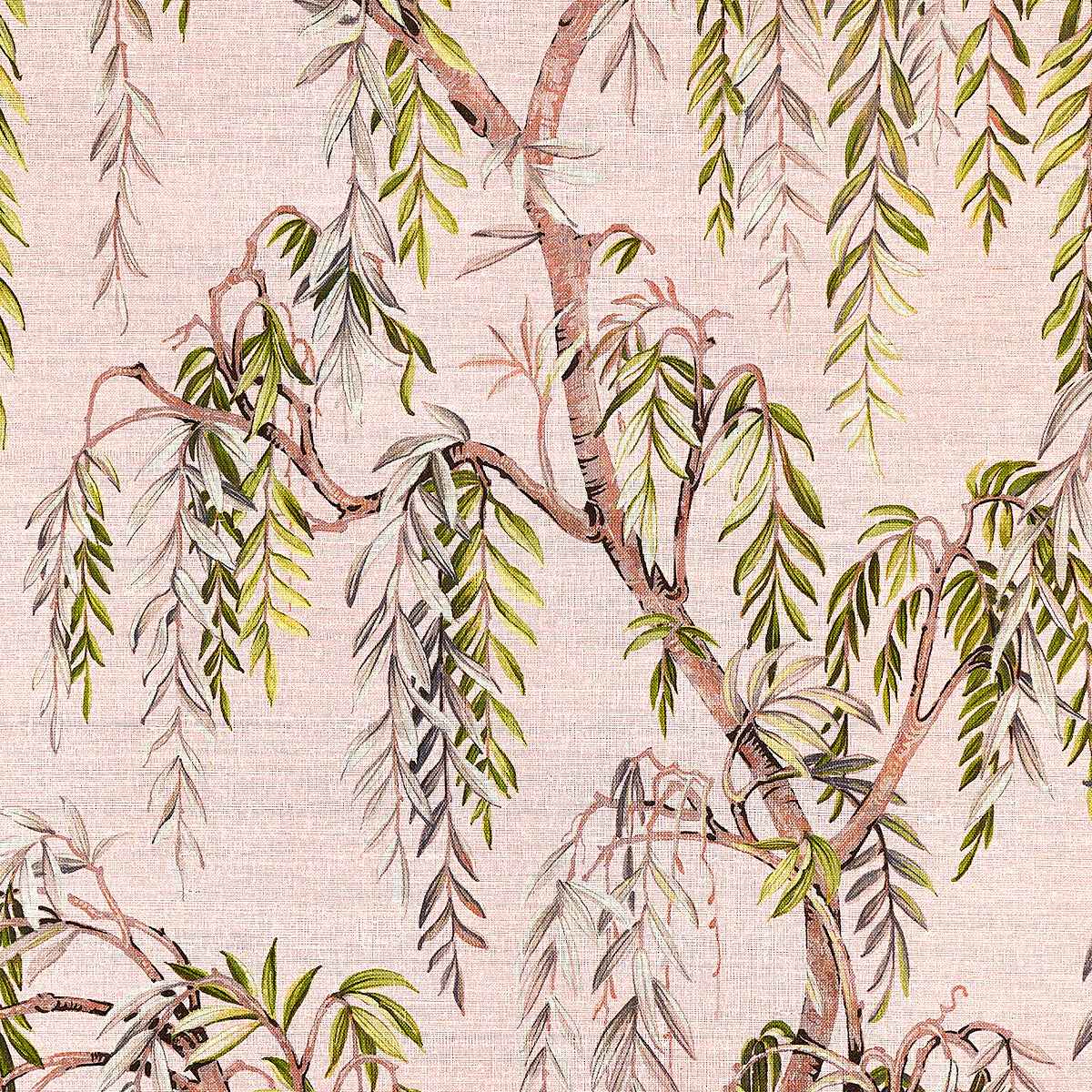 Whispering Willows Pink Serenity on Glam Grass - Phillip Jeffries 27803 - Phillip Jeffries Wallpaper Wallpaper