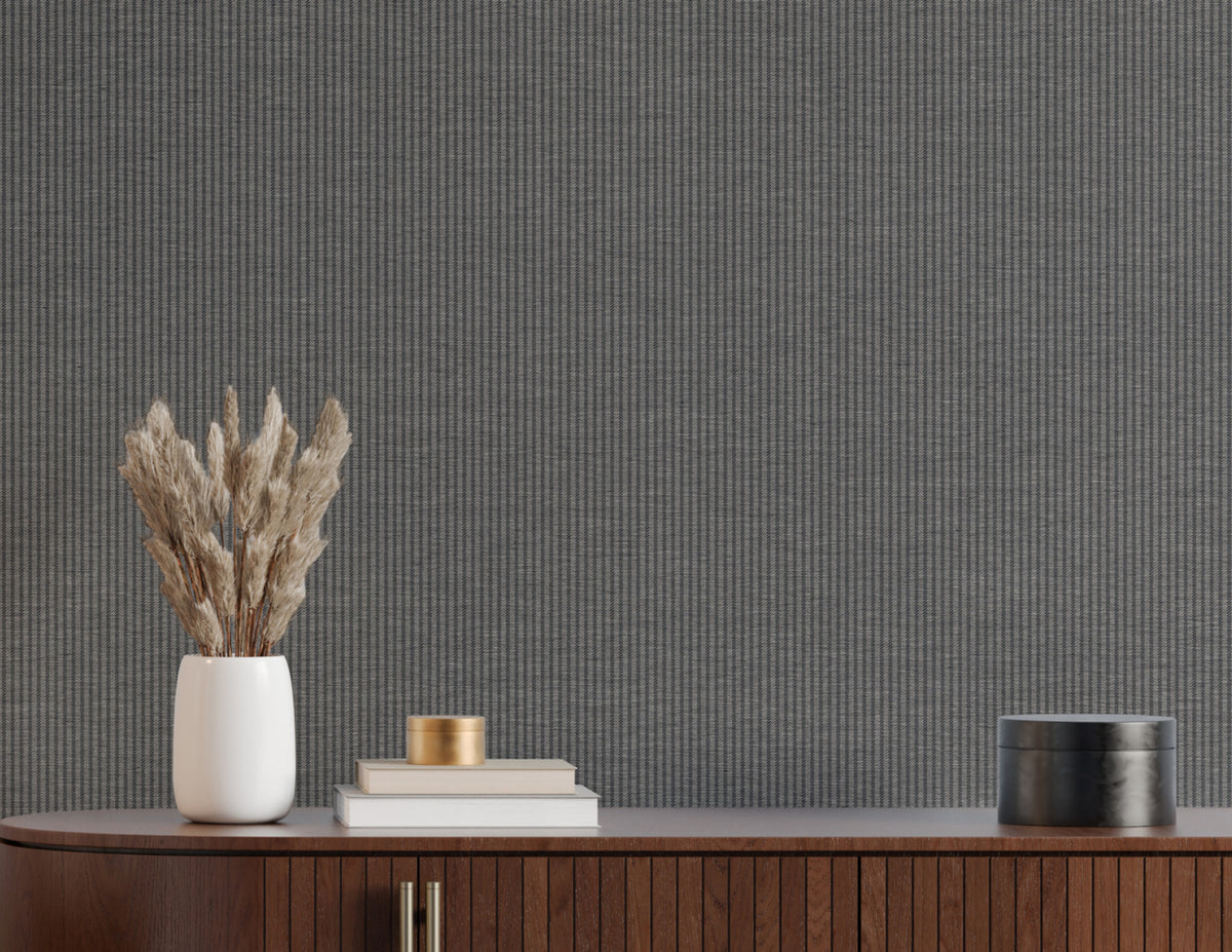 Arbor Stripe Midnight Drift on Canvas Linen - Phillip Jeffries 43406 - Phillip Jeffries Wallpaper Wallpaper