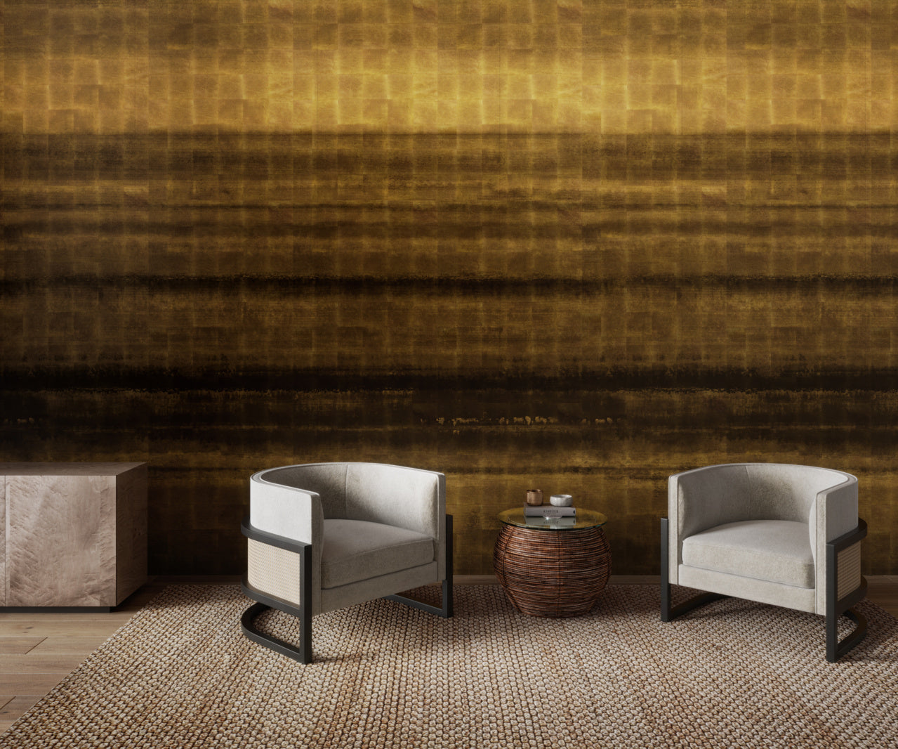 OASIS-GOLDEN-SPRINGS-ON-GILDED-METALLIC-LEAF-PHILLIP-JEFFRIES-8696 - Phillip Jeffries Wallpaper Wallcovering