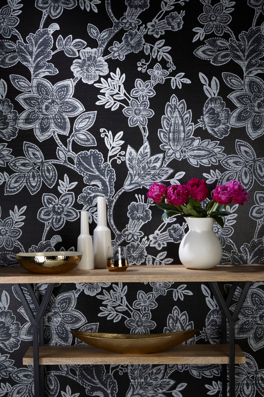 BOHEMIA-GRAPHITE-ON-GLAZED-ABACA-PHILLIP-JEFFRIES-7493 - Phillip Jeffries Wallpaper Wallcovering