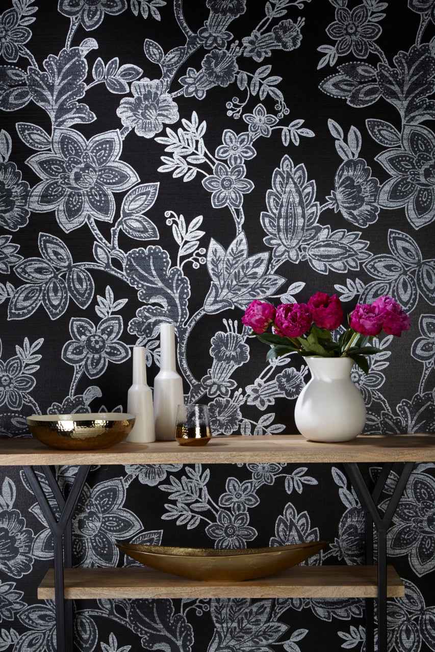 Bohemia Graphite on Glazed Abaca - Phillip Jeffries 7493 - Phillip Jeffries Wallpaper Wallpaper