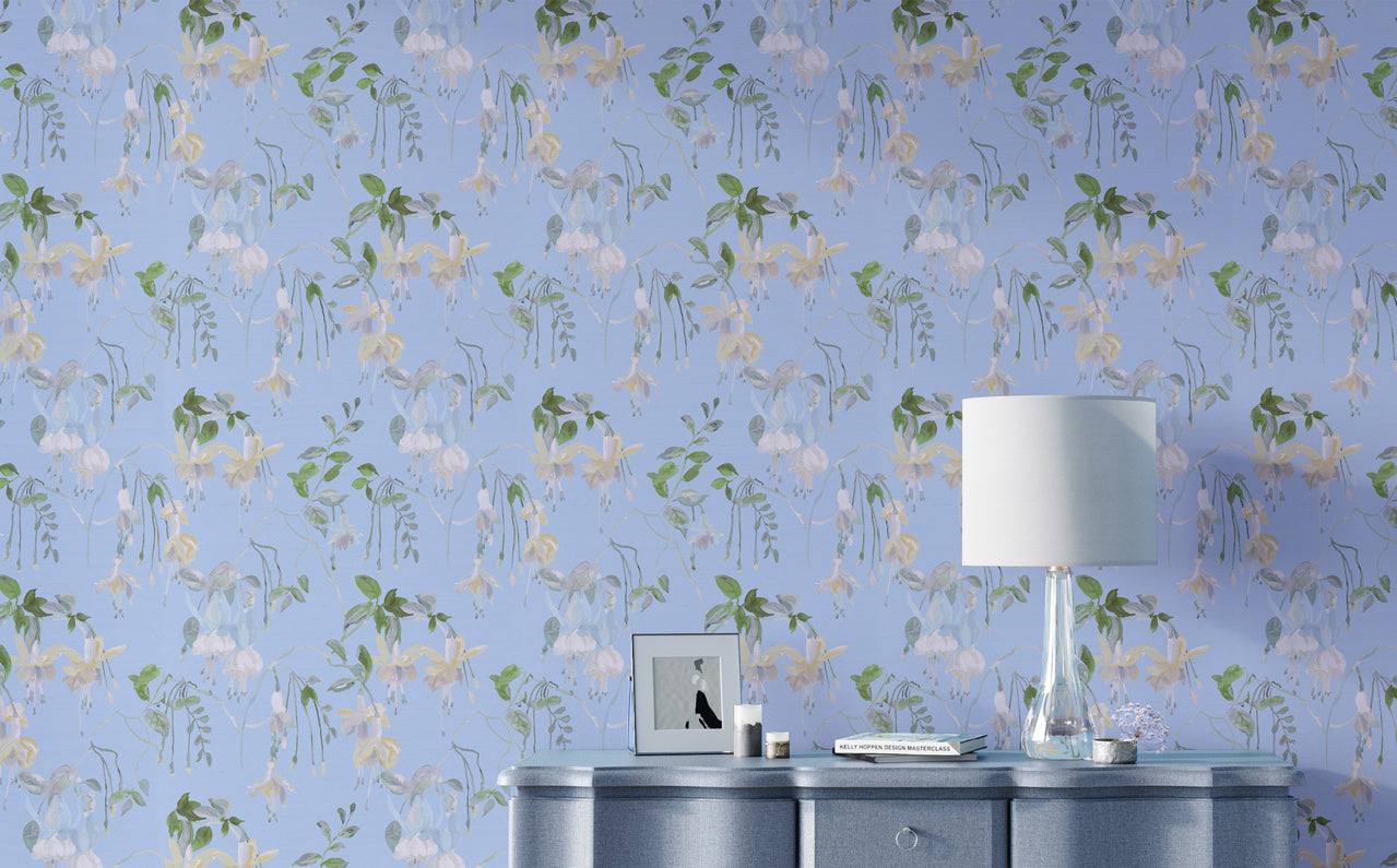 BLUSHING-BLOOMS-OXFORD-BLUE-ON-MANILA-HEMP-PHILLIP-JEFFRIES-9831 - Phillip Jeffries Wallpaper Wallcovering