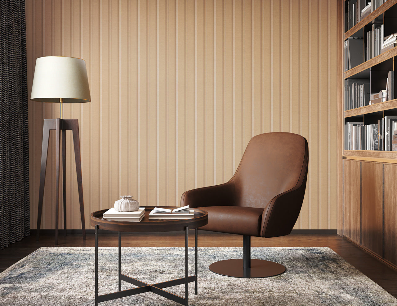 PRAIRIE-STRIPE-WHITE-AND-CAMEL-ON-CANVAS-LINEN-PHILLIP-JEFFRIES-10737 - Phillip Jeffries Wallpaper Wallcovering