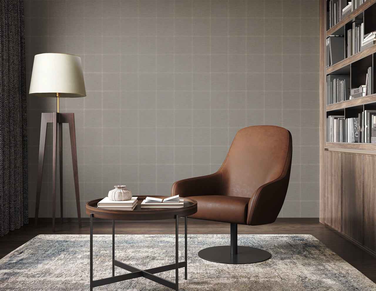 Jackson Plaid White and Greige on Canvas Linen - Phillip Jeffries 10711 - Phillip Jeffries Wallpaper Wallpaper