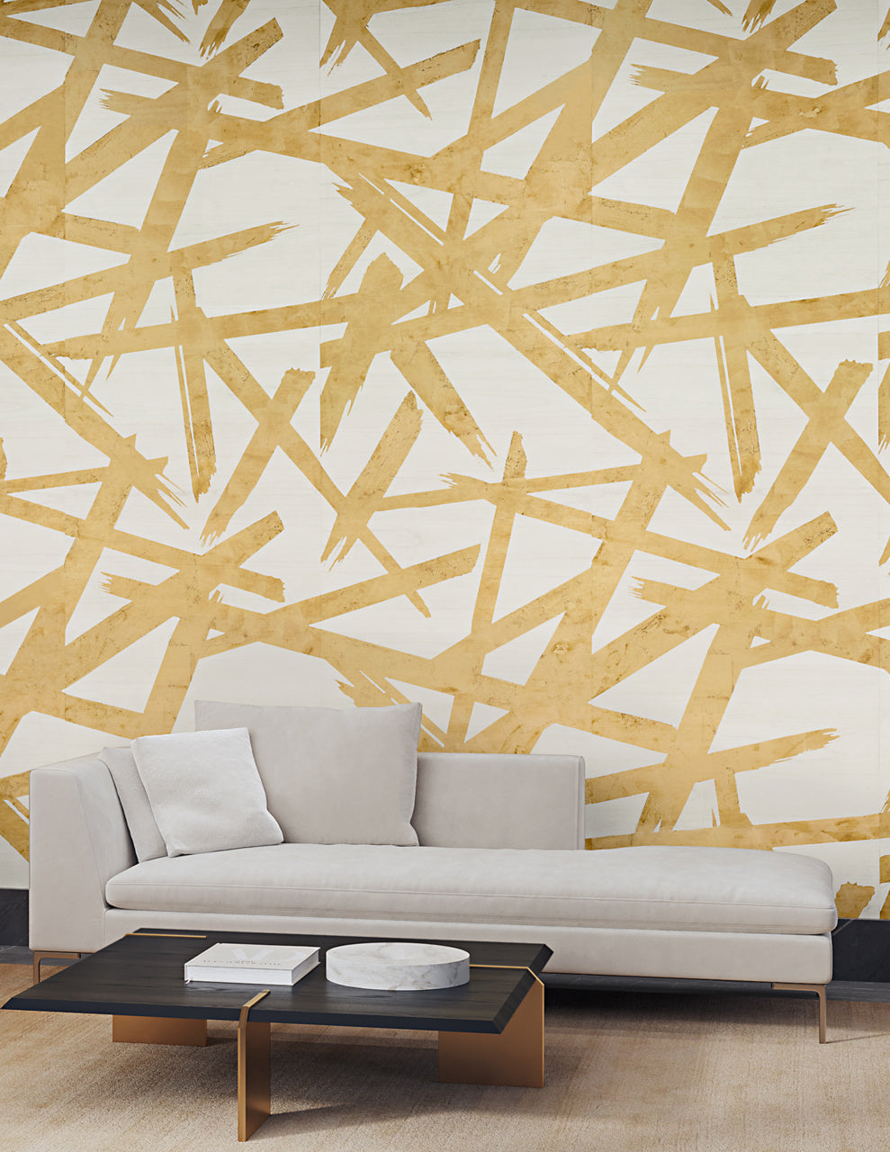 UNTETHERED-DELUXE-WHITE-WITH-GOLD-PHILLIP-JEFFRIES-9640 - Phillip Jeffries Wallpaper Wallcovering