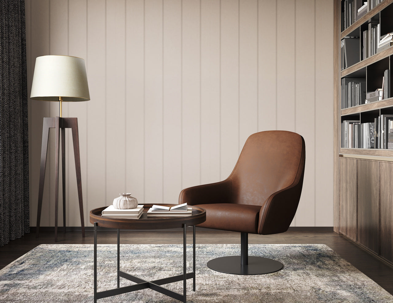 JACKSON-STRIPE-GREY-AND-CREAM-ON-SUEDE-LOUNGE-PHILLIP-JEFFRIES-10715 - Phillip Jeffries Wallpaper Wallcovering