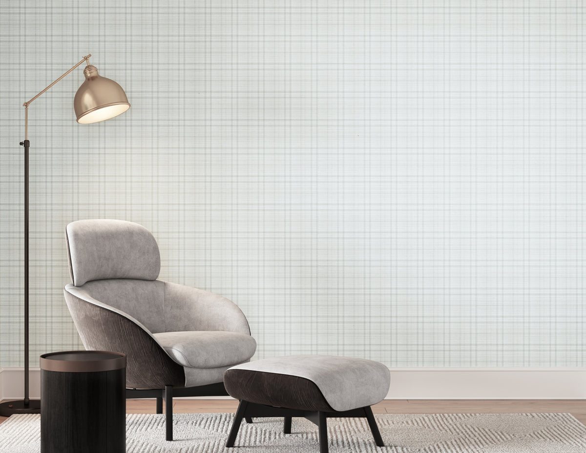 Caldwell Plaid Porcelain Thread on Woven Walls - Phillip Jeffries 43200 - Phillip Jeffries Wallpaper Wallpaper