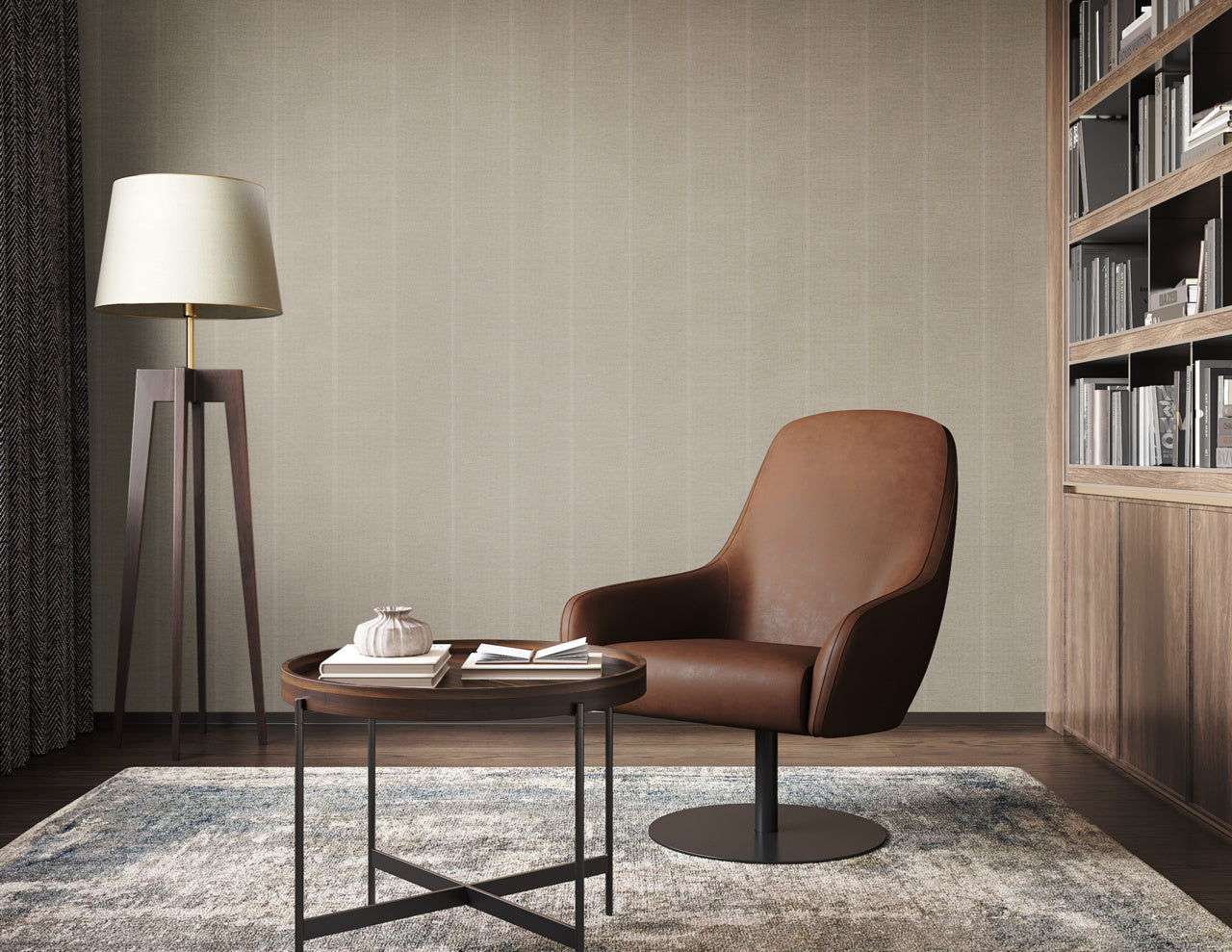 JACKSON-STRIPE-WHITE-AND-TAUPE-ON-CANVAS-LINEN-PHILLIP-JEFFRIES-10714 - Phillip Jeffries Wallpaper Wallcovering
