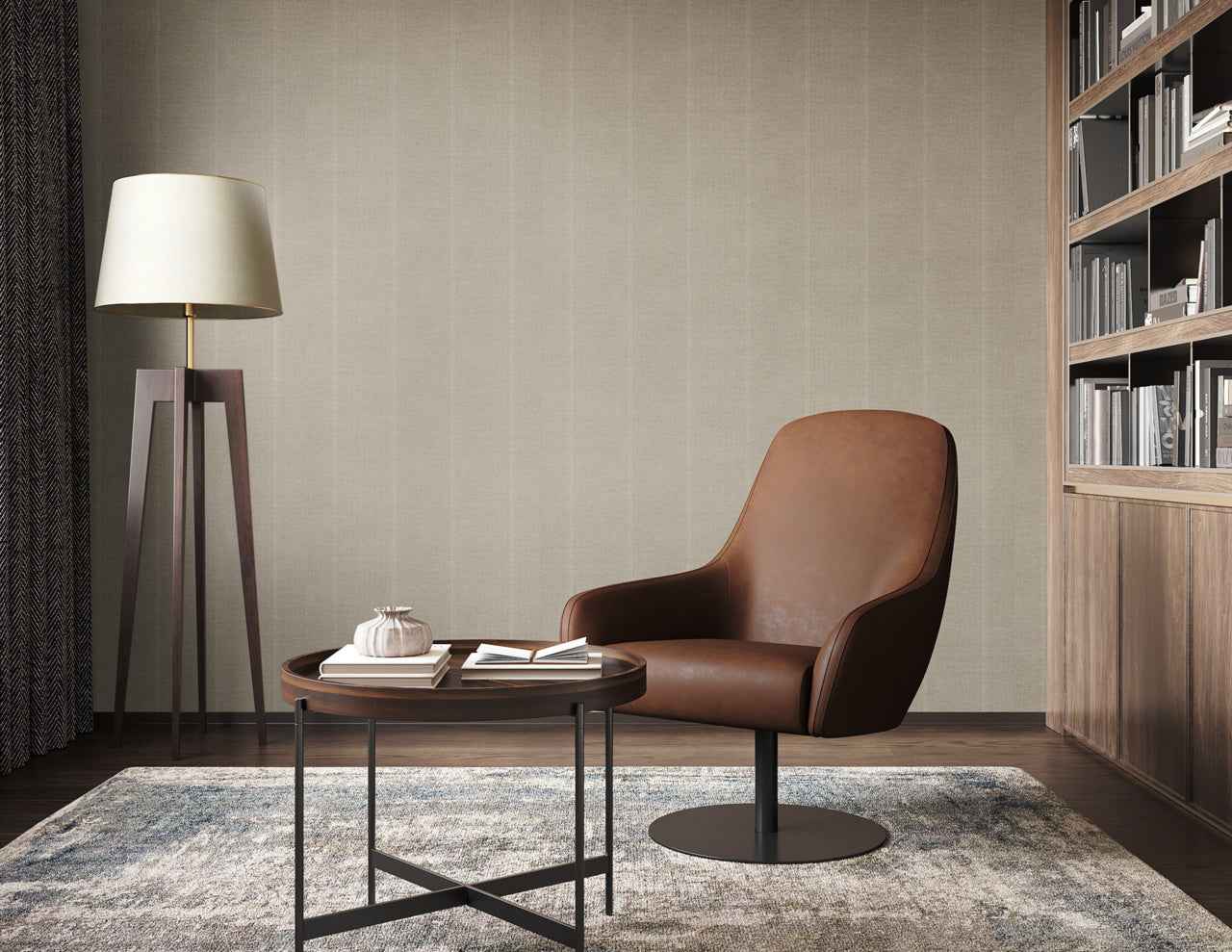 Jackson Stripe White and Taupe on Canvas Linen - Phillip Jeffries 10714 - Phillip Jeffries Wallpaper Wallpaper