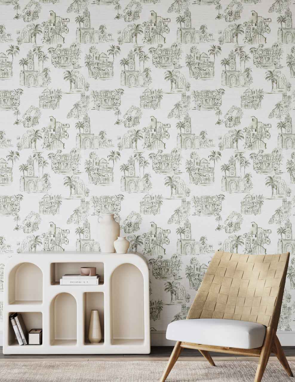 Toulouse Toile Palm Grove on Glam Grass - Phillip Jeffries 28903 - Phillip Jeffries Wallpaper Wallpaper
