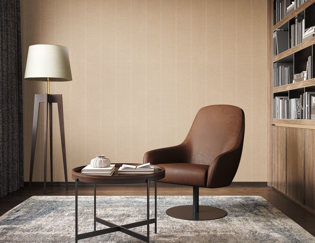 JACKSON-STRIPE-WHITE-AND-CAMEL-ON-CANVAS-LINEN-PHILLIP-JEFFRIES-10718 - Phillip Jeffries Wallpaper Wallcovering
