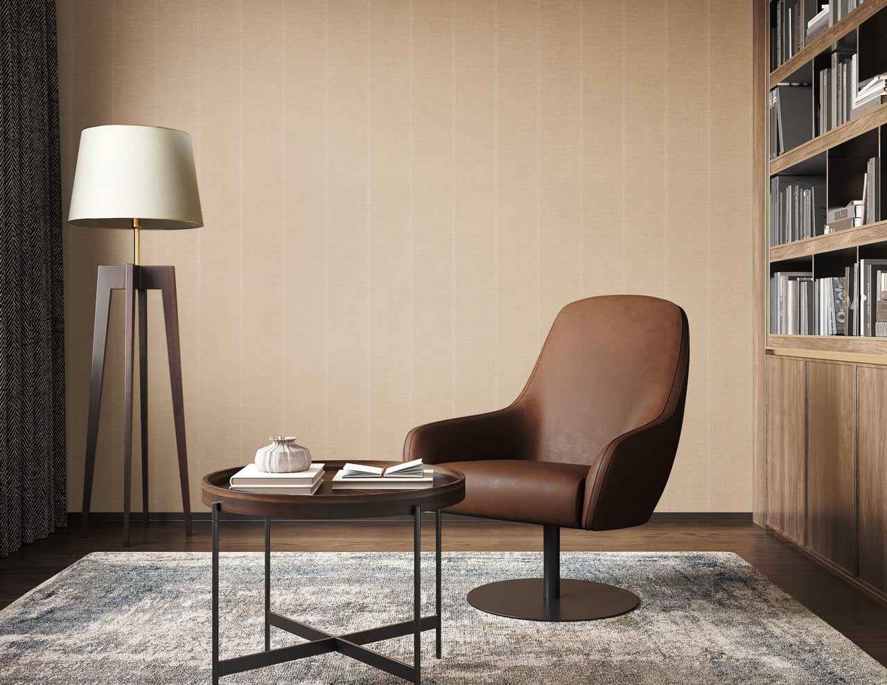 Jackson Stripe White and Camel on Canvas Linen - Phillip Jeffries 10718 - Phillip Jeffries Wallpaper Wallpaper