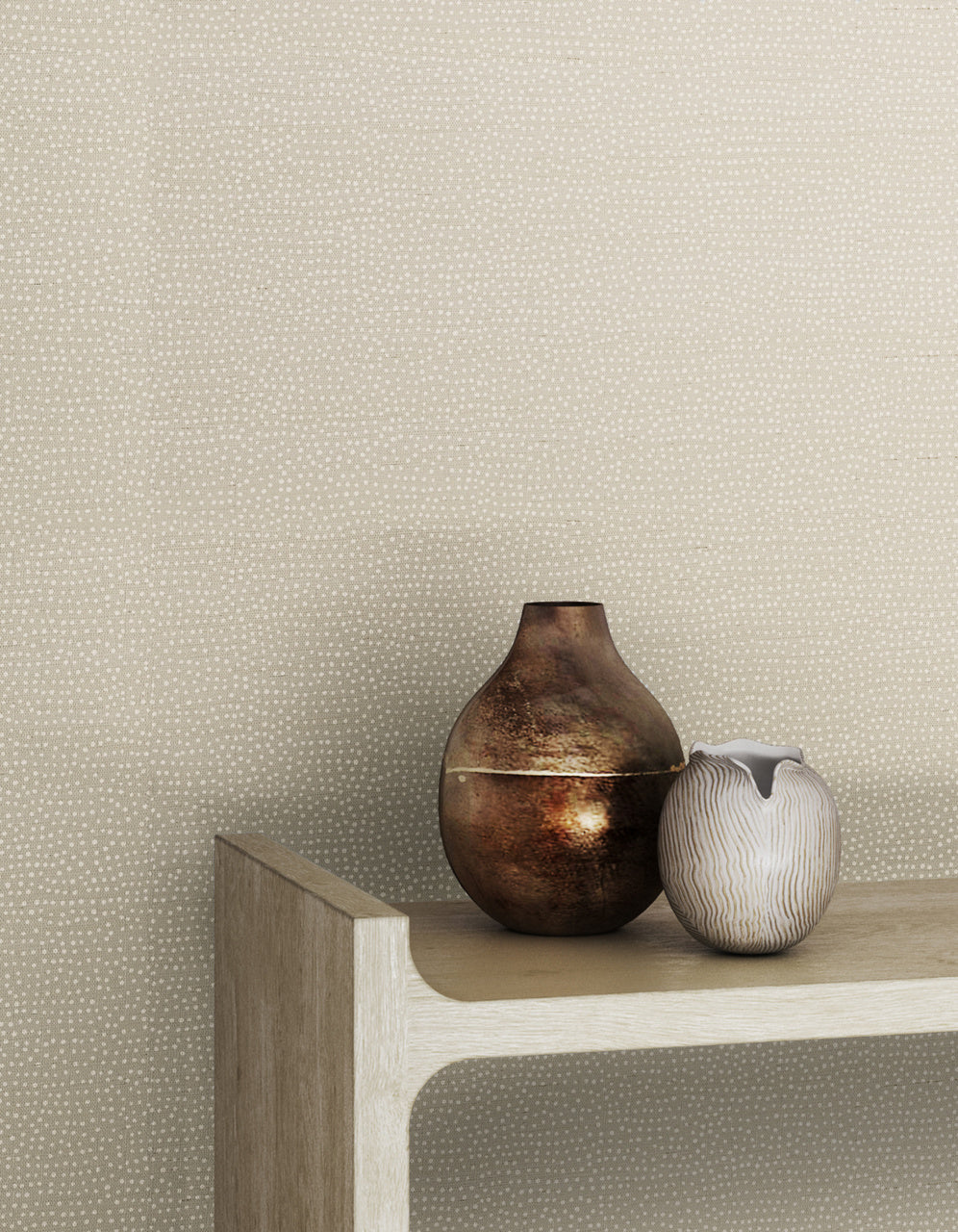 DROPLETS-TAUPE-WITH-WHITE-ON-MANILA-HEMP-PHILLIP-JEFFRIES-10009 - Phillip Jeffries Wallpaper Wallcovering