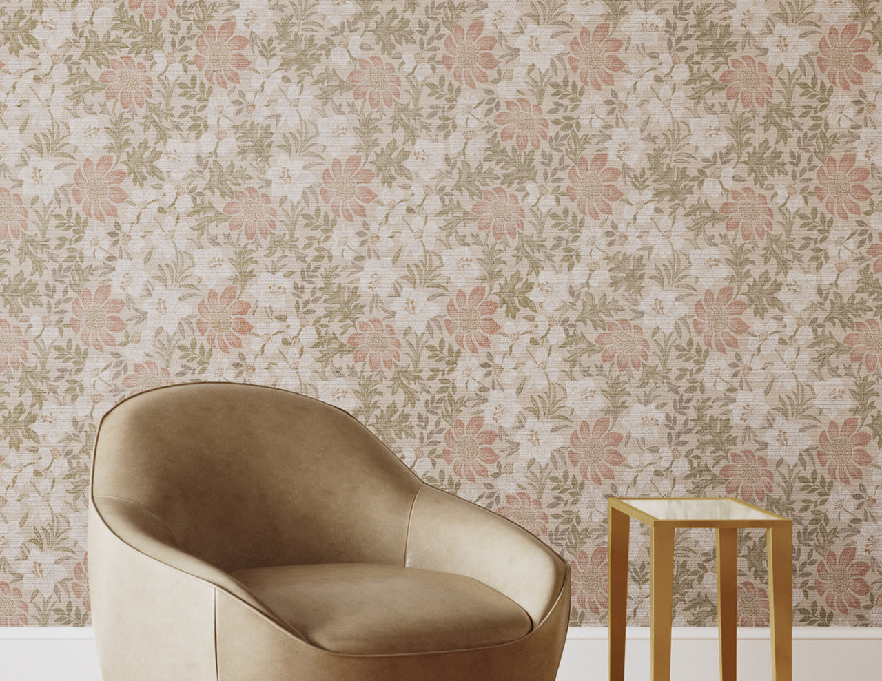 BRITTANY-BOTANICALS-ROSETTE-ON-WOVEN-WALLS-PHILLIP-JEFFRIES-25902 - Phillip Jeffries Wallpaper Wallcovering