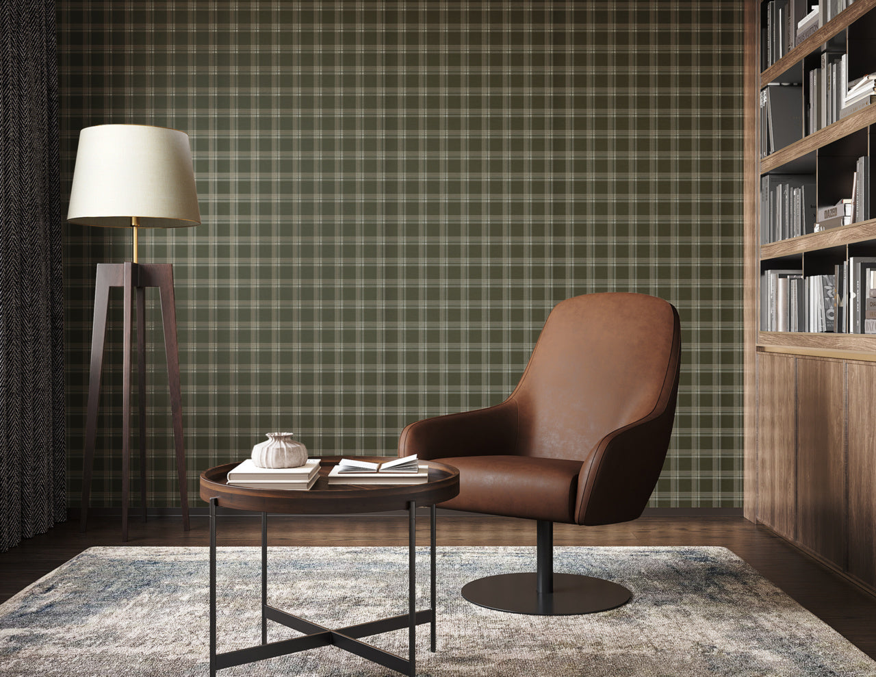 PRAIRIE-PLAID-WHITE-AND-FOREST-ON-CANVAS-LINEN-PHILLIP-JEFFRIES-10730 - Phillip Jeffries Wallpaper Wallcovering