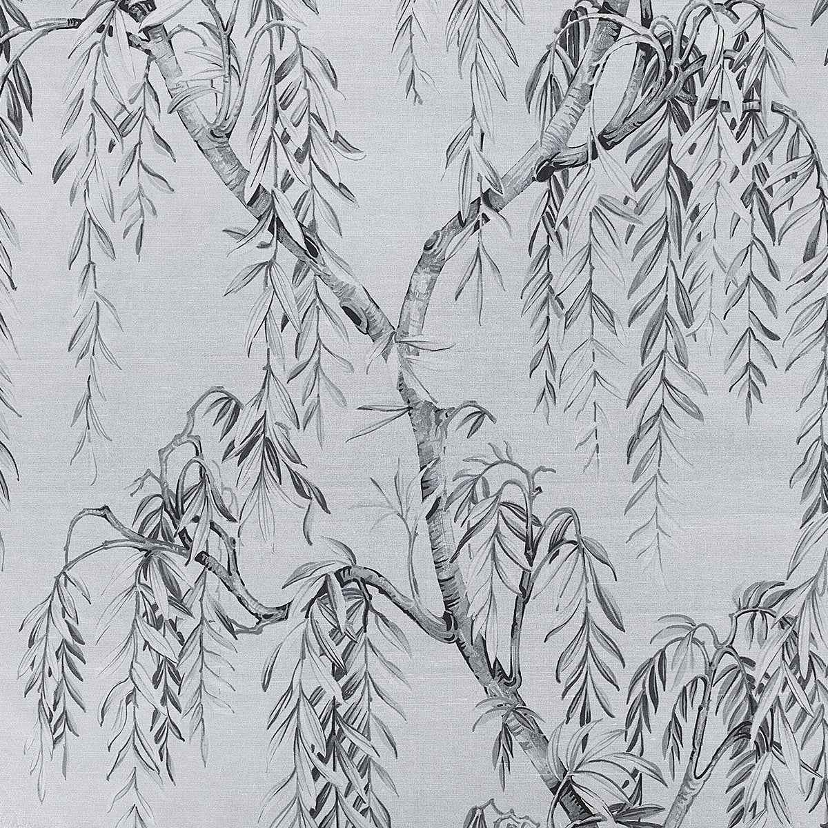 Whispering Willows Silver Silhouettes on Star Dust Silk - Phillip Jeffries 27804 - Phillip Jeffries Wallpaper Wallpaper