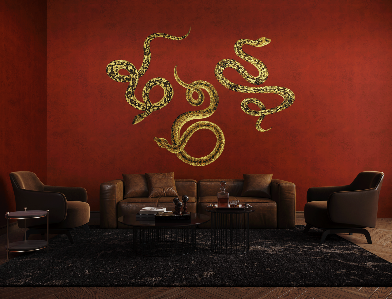 SERPENT-SERPENT-FIRE-ON-GILDED-METALLIC-LEAF-PHILLIP-JEFFRIES-10603 - Phillip Jeffries Wallpaper Wallcovering
