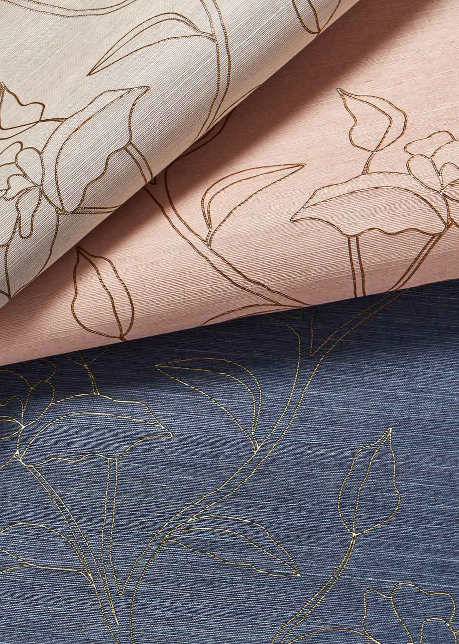 Garden Grass Pink Petals - Phillip Jeffries 9530 - Phillip Jeffries Wallpaper Wallpaper