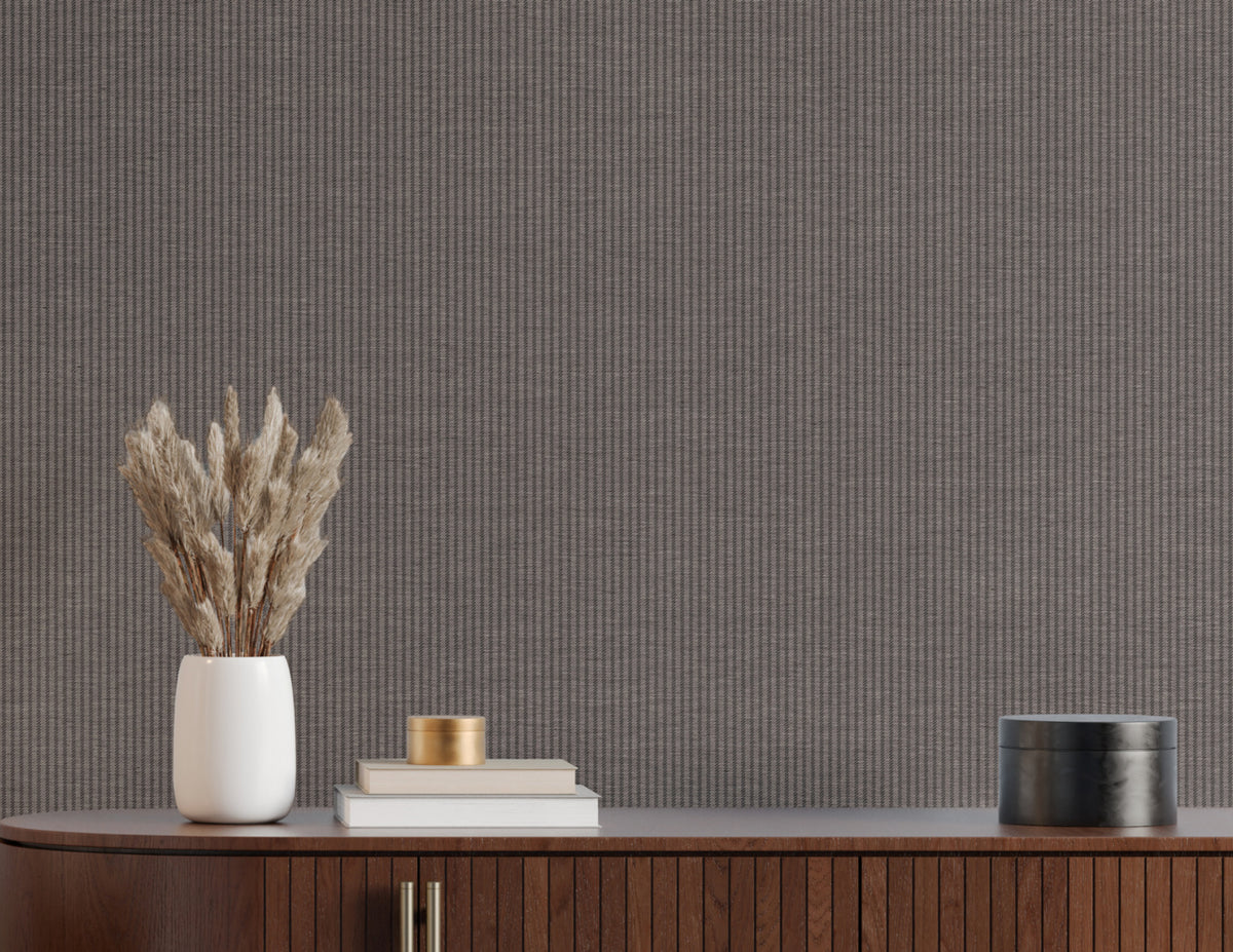 Arbor Stripe Deep Charcoal on Manila Hemp - Phillip Jeffries 43407 - Phillip Jeffries Wallpaper Wallpaper