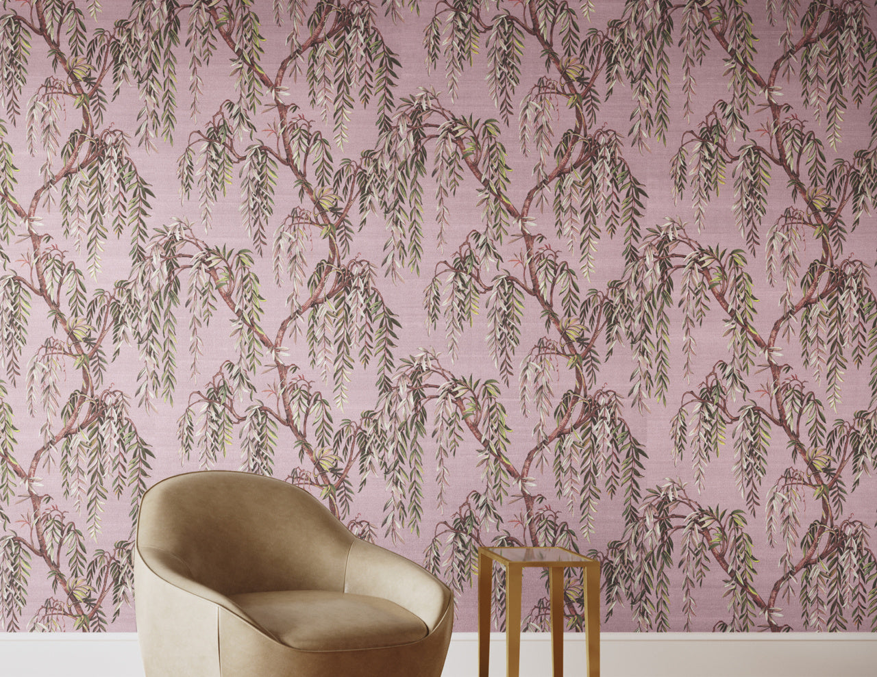 WHISPERING-WILLOWS-LUSH-LILAC-ON-STAR-DUST-SILK-PHILLIP-JEFFRIES-27802 - Phillip Jeffries Wallpaper Wallcovering