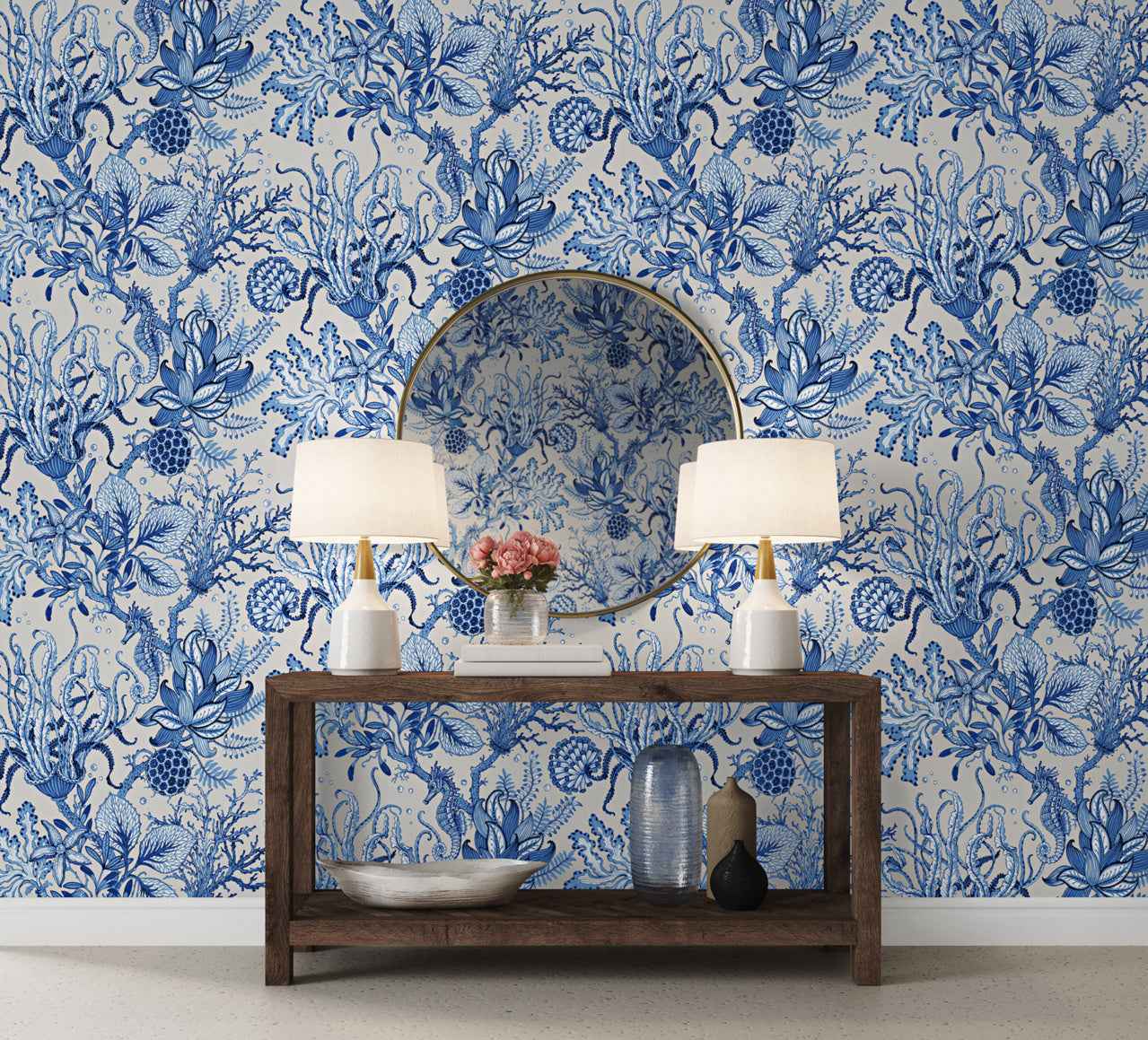 Toile de Sea Cerulean Crest on Canvas Linen - Phillip Jeffries 9994 - Phillip Jeffries Wallpaper Wallpaper