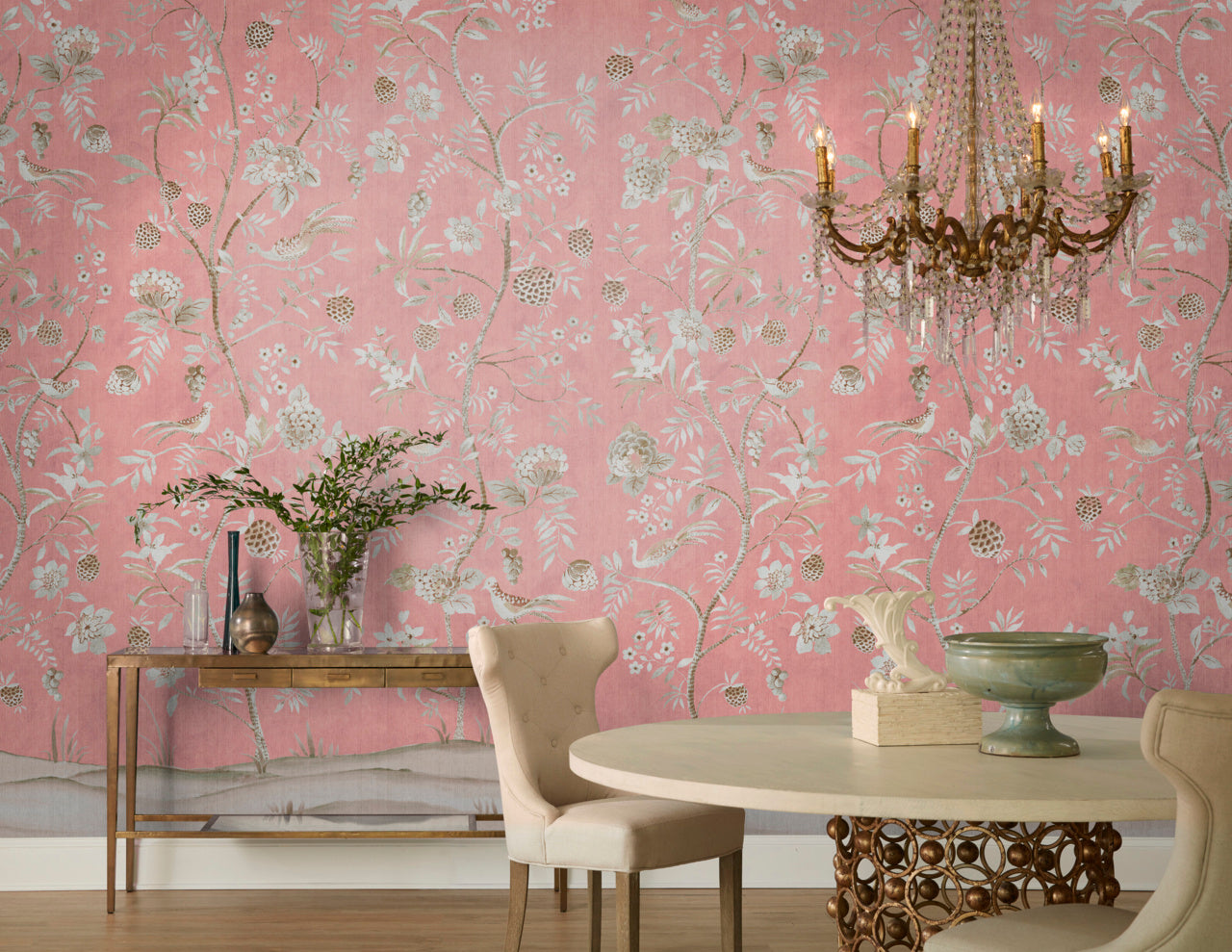 SHANGRI-LA-SWEET-PINK-ON-SATEEN-CLUB-PHILLIP-JEFFRIES-4833 - Phillip Jeffries Wallpaper Wallcovering