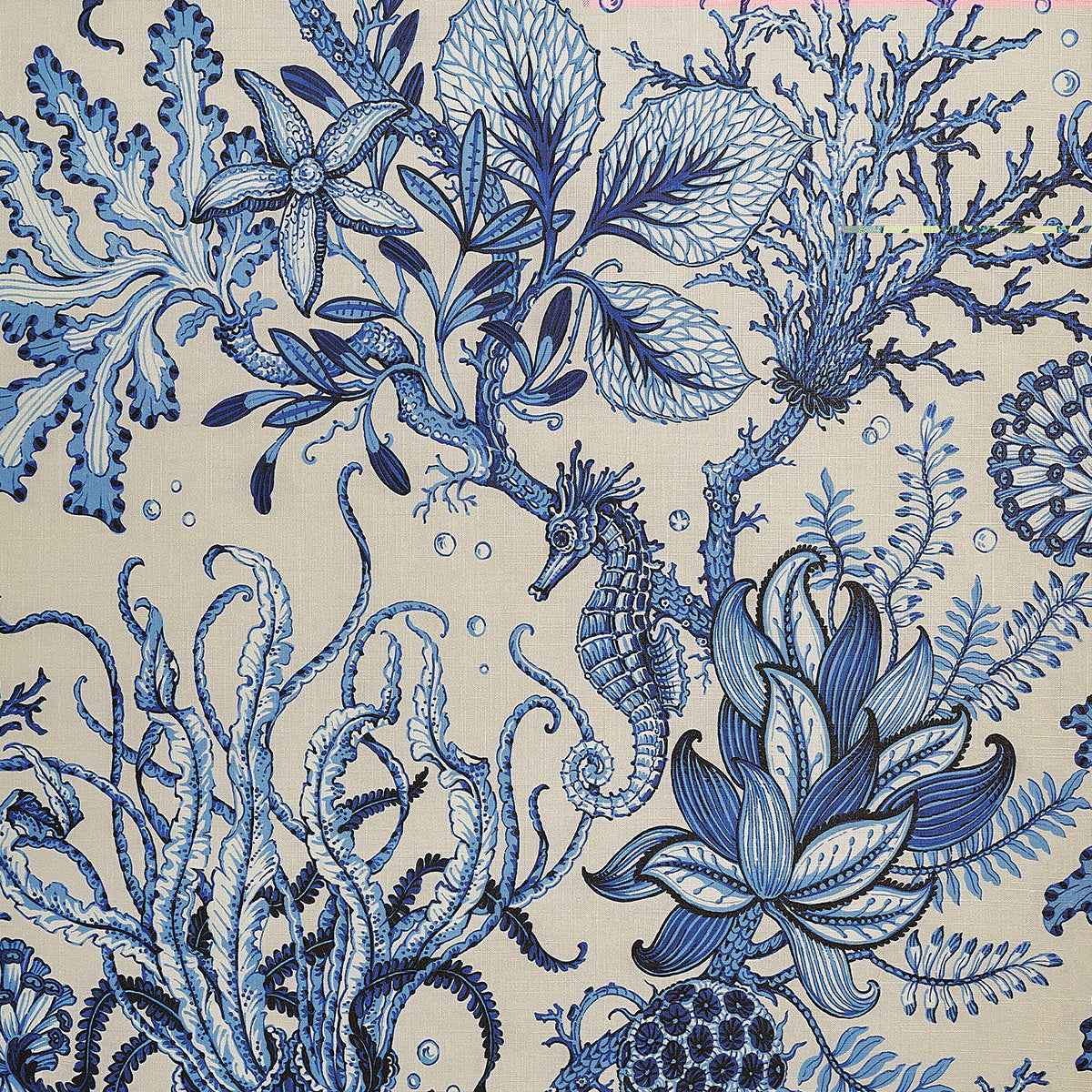 Toile de Sea Cerulean Crest on Canvas Linen - Phillip Jeffries 9994 - Phillip Jeffries Wallpaper Wallpaper