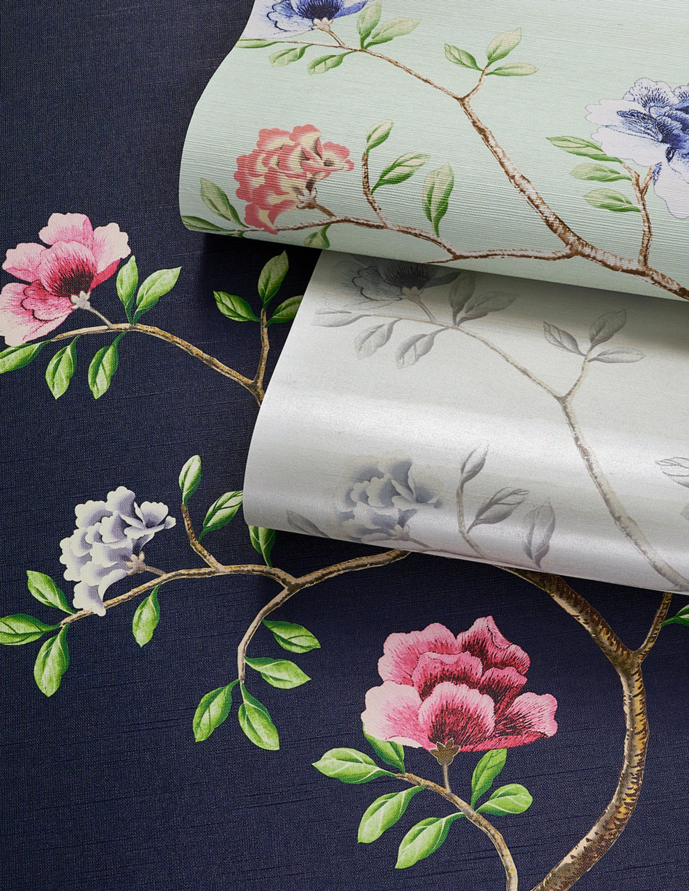 ETERNAL-SPRING-SILVER-ON-STAR-DUST-SILK-PHILLIP-JEFFRIES-10221 - Phillip Jeffries Wallpaper Wallcovering
