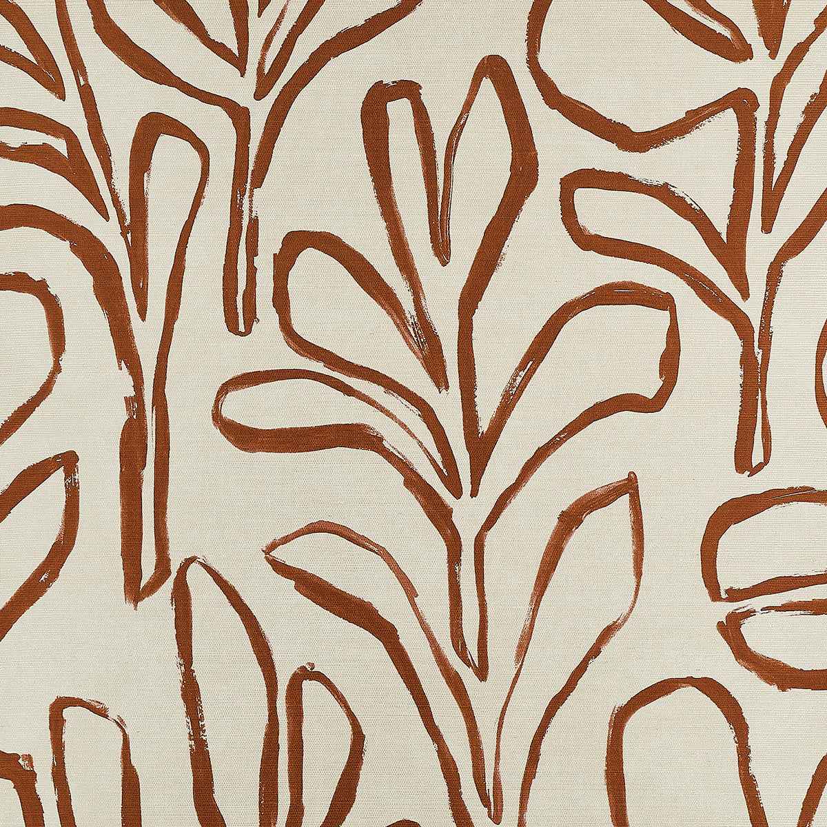 Sprig Silhouette Terracotta Trellis on Manila Hemp - Phillip Jeffries 10309