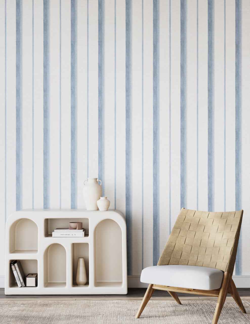 Saint-Tropez Stripe Pastel Splash on Manila Hemp - Phillip Jeffries 27503 - Phillip Jeffries Wallpaper Wallpaper