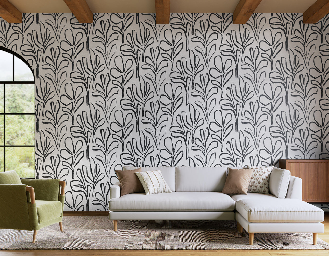 SPRIG-SILHOUETTE-SLEEK-LINKS-ON-VINYL-CANVAS-PHILLIP-JEFFRIES-10311 - Phillip Jeffries Wallpaper Wallcovering