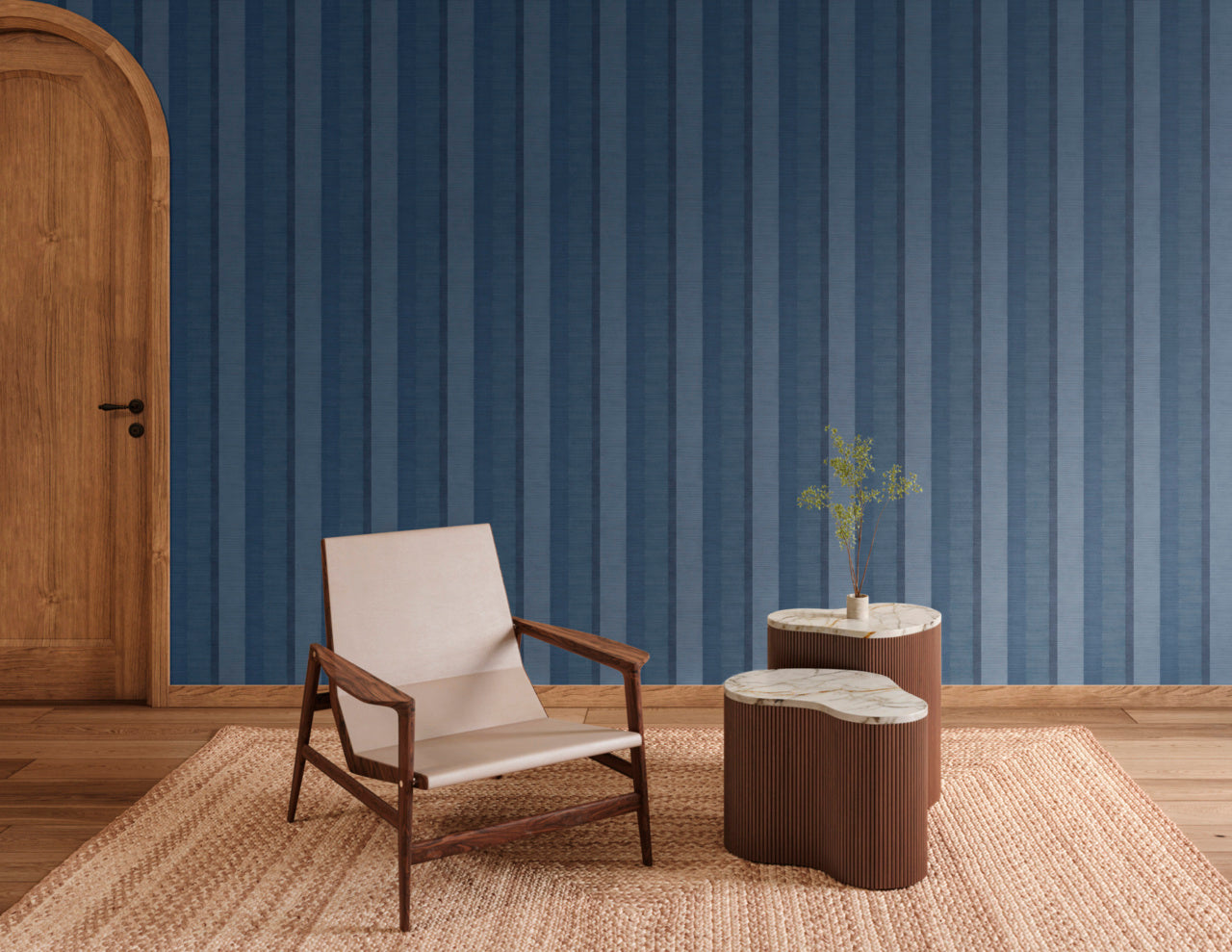 SANTA-FE-STRIPE-NAVY-ON-WOVEN-WALLS-PHILLIP-JEFFRIES-40107 - Phillip Jeffries Wallpaper Wallpaper