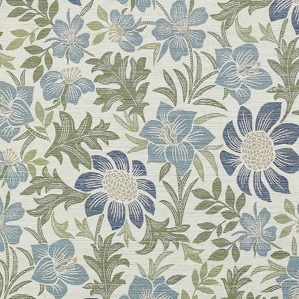 Brittany Botanicals Bluebell on Manila Hemp - Phillip Jeffries 25901 - Phillip Jeffries Wallpaper Wallpaper