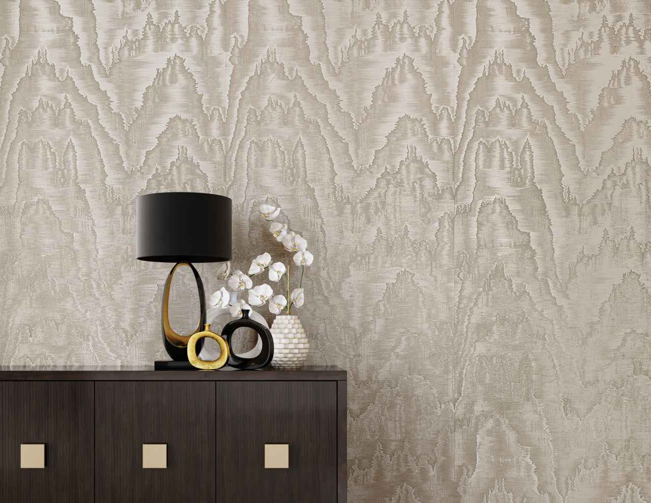Vinyl Grand Moire Mink on Vinyl Grand Moire - Phillip Jeffries 37111 - Phillip Jeffries Wallpaper Wallpaper
