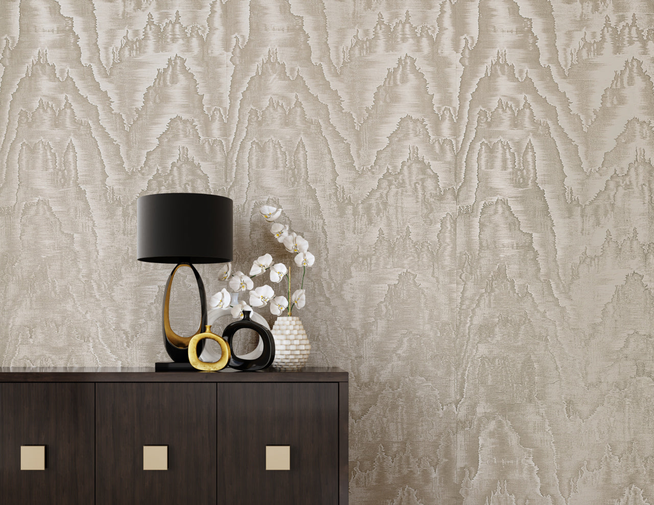 VINYL-GRAND-MOIRE-WHITE-PHILLIP-JEFFRIES-25109 - Phillip Jeffries Wallpaper Wallpaper
