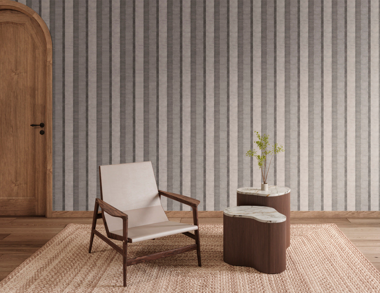 SANTA-FE-STRIPE-BLACK-ASH-ON-WOVEN-WALLS-PHILLIP-JEFFRIES-40104 - Phillip Jeffries Wallpaper Wallpaper