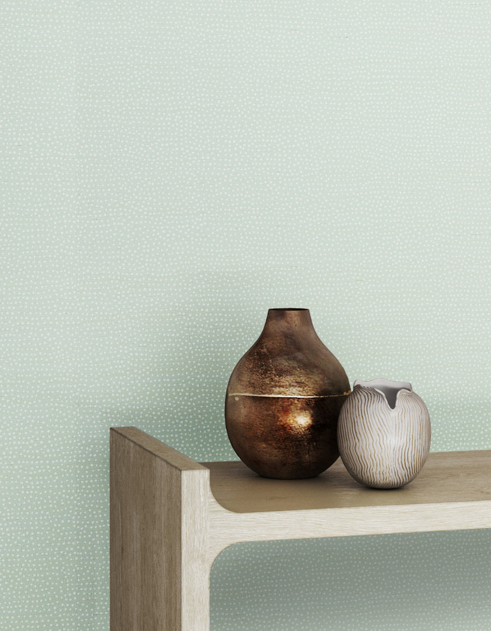 DROPLETS-SAGE-WITH-WHITE-ON-MANILA-HEMP-PHILLIP-JEFFRIES-10010 - Phillip Jeffries Wallpaper Wallcovering