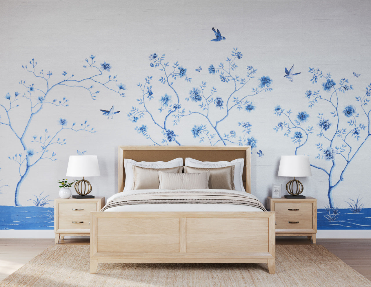 ETERNAL-SPRING-BLUE-ON-STAR-DUST-SILK-PHILLIP-JEFFRIES-10222 - Phillip Jeffries Wallpaper Wallcovering