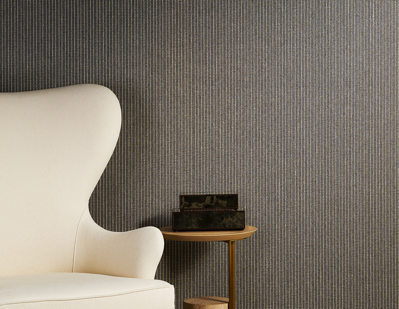 ORIGIN-TICKING-STRIPE-GREY-AND-TAN-PHILLIP-JEFFRIES-10108 - Phillip Jeffries Wallpaper Wallpaper