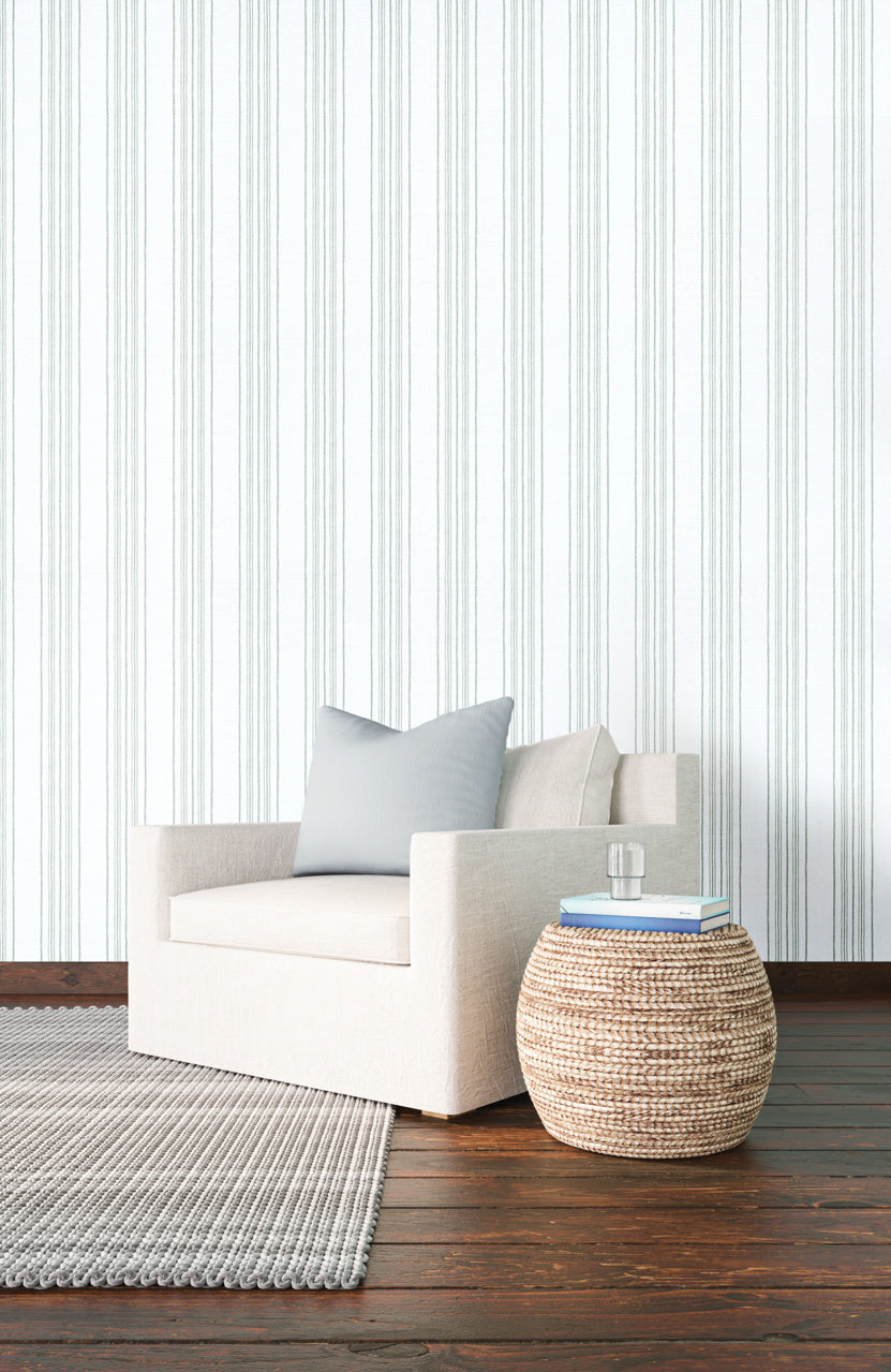 SAILOR-STRIPE-MAINSAIL-MINT-ON-CANVAS-LINEN-PHILLIP-JEFFRIES-9997 - Phillip Jeffries Wallpaper Wallcovering