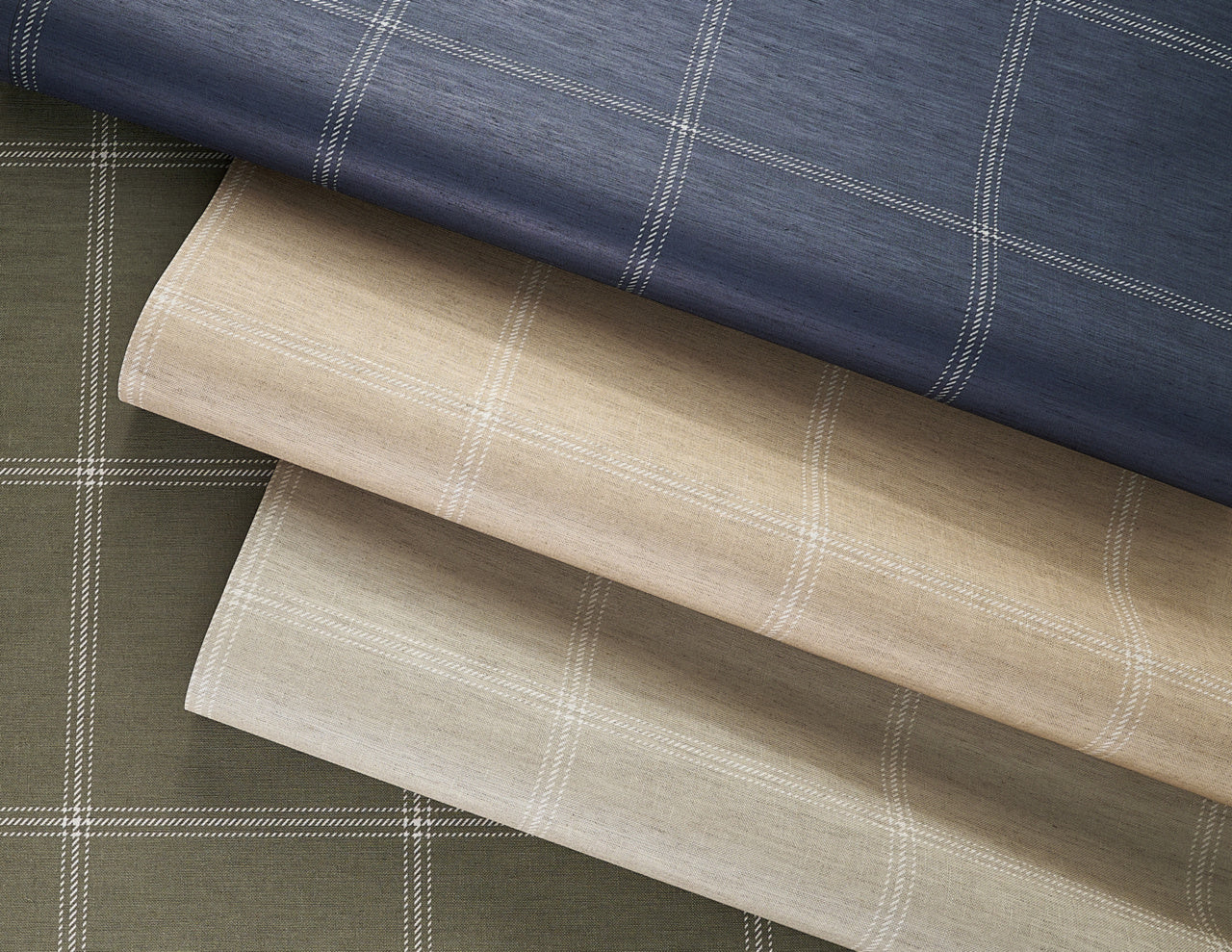 JACKSON-PLAID-WHITE-AND-TAUPE-ON-CANVAS-LINEN-PHILLIP-JEFFRIES-10705 - Phillip Jeffries Wallpaper Wallcovering
