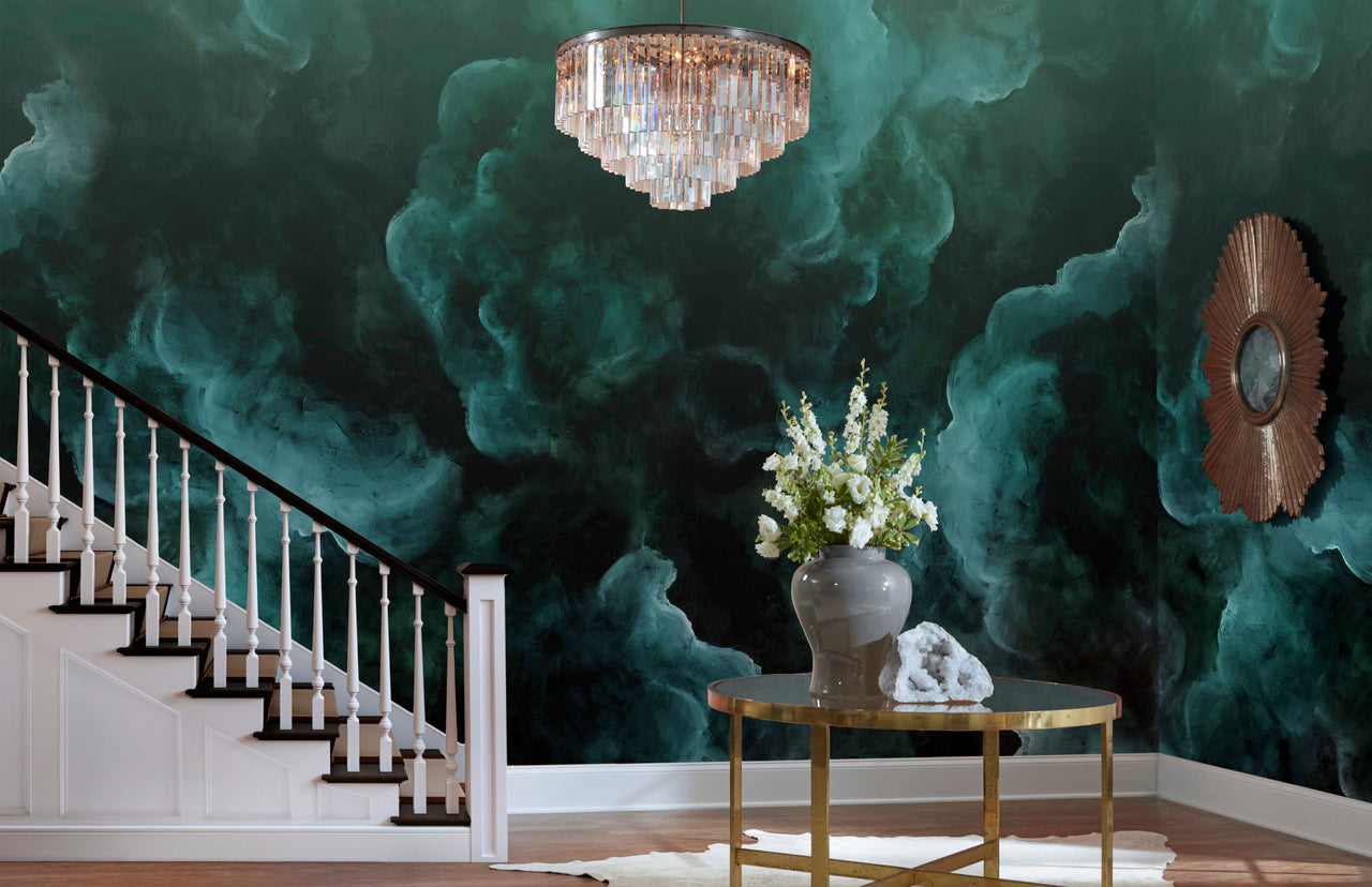 FLIGHT-DEEP-EMERALD-CLOUDS-ONLY-ON-VINYL-IBERIAN-LINEN-PHILLIP-JEFFRIES-7064 - Phillip Jeffries Wallpaper Wallcovering